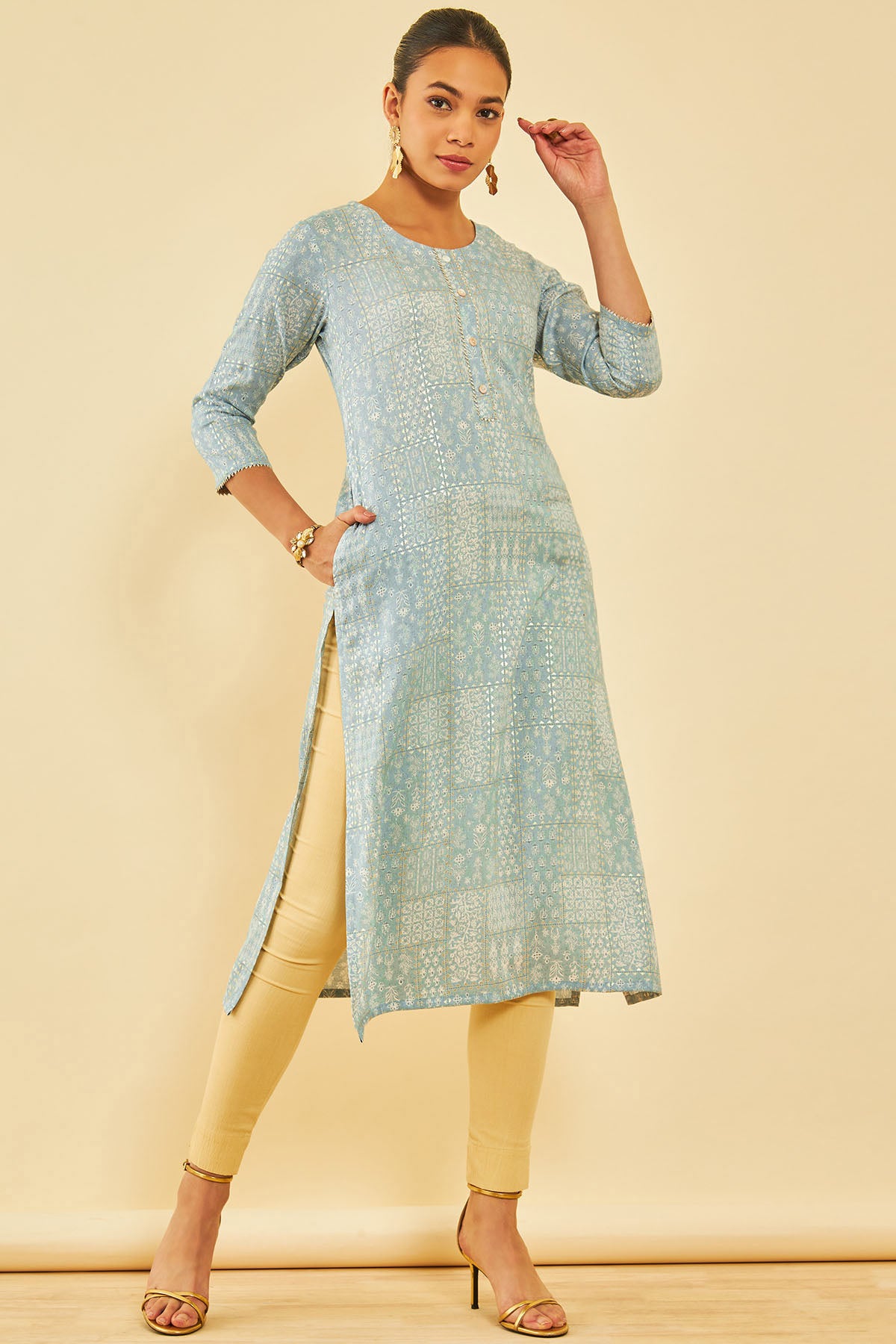 Kurta Ethnic Mall Online Cotton Ethnic Motif Printed Kurta Pant