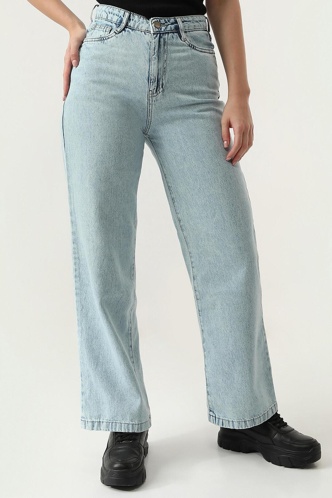 Buy High Rise Blended Fabric Relaxed Fit Women's Jeans Online at